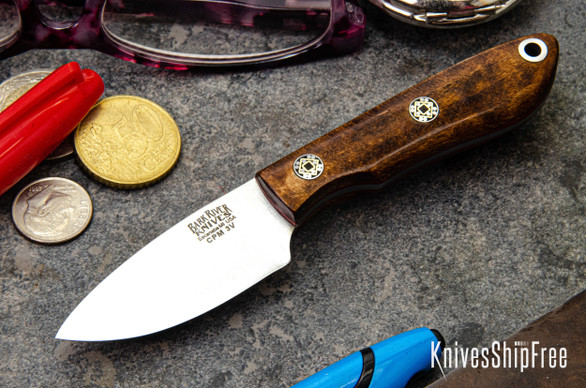Bark River Knives: PSK - CPM 3V - Dark Curly Maple - Red Liners - Mosaic Pins #2