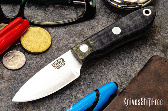 Bark River Knives: PSK - CPM 3V - Green & Black Tigertail Maple Burl - Toxic Liner