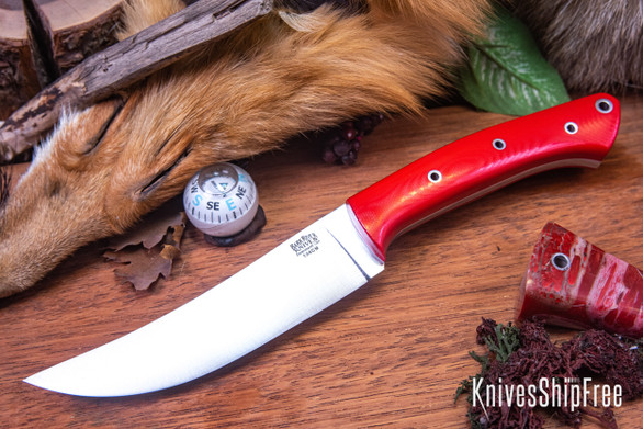 Bark River Knives: Fox River Trailing Point - 154CM - Red G-10 - White Liners - Hollow Pins