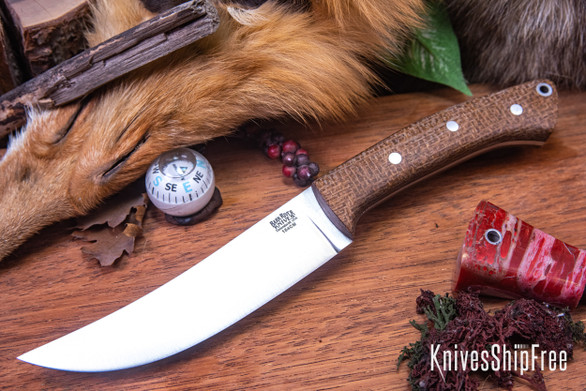 Bark River Knives: Fox River Trailing Point - 154CM - Tan Burlap Micarta - Matte