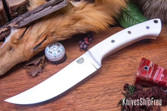 Bark River Knives: Fox River Trailing Point - 154CM - White Linen Micarta