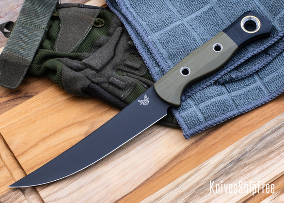 Benchmade Knives: 4050BK-01 Meatcrafter - OD Green & Black G-10 - CPM-154 - Black DLC