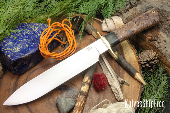 Bark River Knives: Mike Stewart Bowie - A2 - Chocolate Maple Burl #1