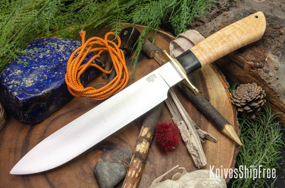 Bark River Knives: Mike Stewart Bowie - A2 - Natural Curly Maple #4