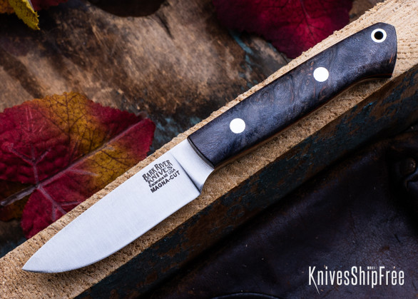 Bark River Knives: Little Creek - MagnaCut - Gray Maple Burl - Orange Liner
