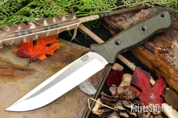 Bark River Knives: Gen 2 Bravo 6 - CPM 3V - Green Canvas Micarta - Matte