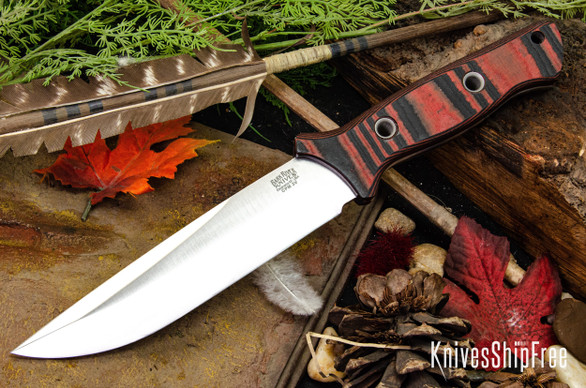 Bark River Knives: Gen 2 Bravo 6 - CPM 3V - Red & Black Linen Micarta - Matte