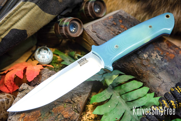 Bark River Knives: Red Flag - MagnaCut - Dune G-10 - Blue Liners - Mosaic Pins