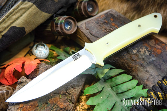 Bark River Knives: Red Flag - MagnaCut - Dune G-10 - White Liners - Mosaic Pins