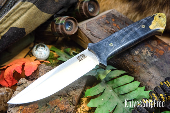 Bark River Knives: Red Flag - MagnaCut - Gray & Yellow Maple Burl - Mosaic Pins