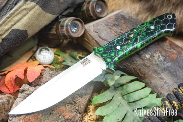 Bark River Knives: Red Flag - MagnaCut - Hulk Caged Voodoo Resin - Toxic Green Liners