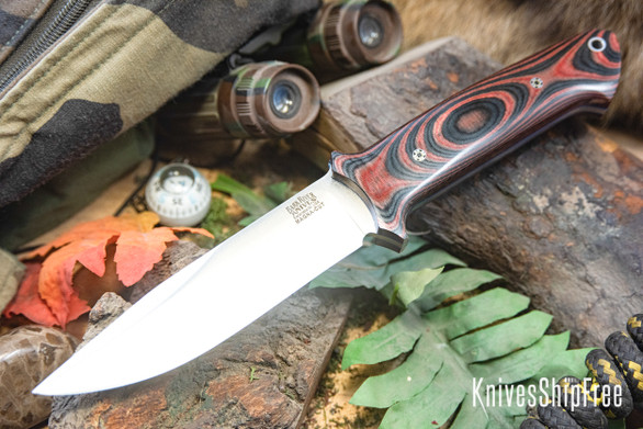 Bark River Knives: Red Flag - MagnaCut - Red & Black Linen Micarta - Blue Liners - Mosaic Pins