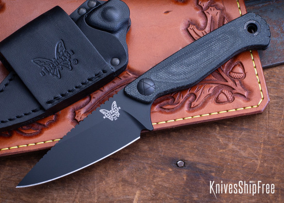 Benchmade Knives: 203BK-02 Dacian - Black Micarta - CPM-MagnaCut - Black Cerakote - Leather Sheath