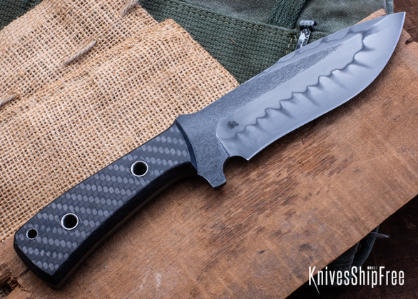 Bradshaw Blades: Tac Recurve - Carbon Fiber - 1095 Carbon Steel w/ Hamon - BB31GK009