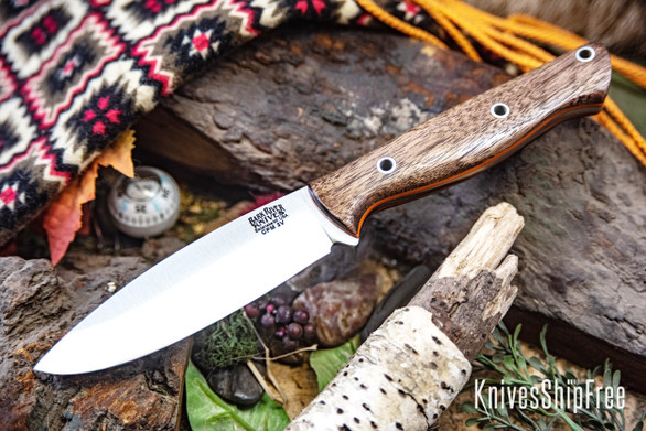 Bark River Knives: UP Gunny 3V - American Walnut - Thick Orange Liners - Hollow Pins