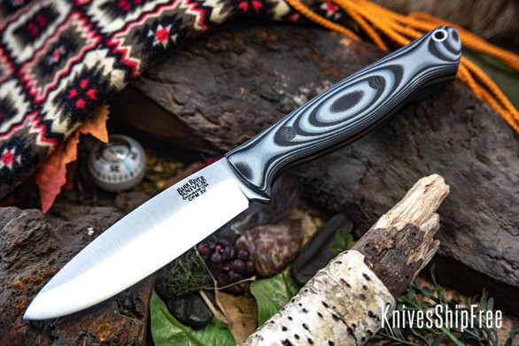 Bark River Knives: UP Gunny 3V - Gray & Black Suretouch - Matte - Thick Black Liners - Black Pin
