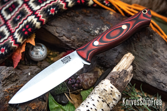Bark River Knives: UP Gunny 3V - Red & Black Suretouch - Matte - Brass Pins