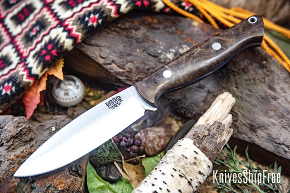 Bark River Knives: UP Gunny 3V - Walnut Burl - Blue Liners