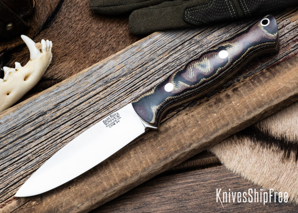 Bark River Knives: UP Gunny 3V - Snakeskin Burgundy Canvas Micarta