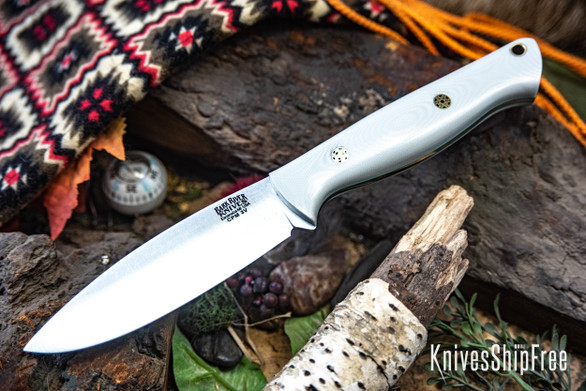 Bark River Knives: UP Gunny 3V - Battleship Gray G-10 - Sea Blue Liners - Mosaic Pins