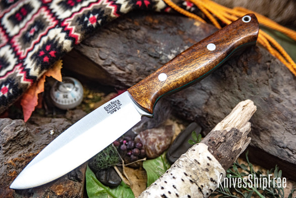 Bark River Knives: UP Gunny 3V - Mesquite Burl - Green Liners #2