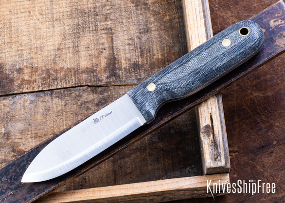 L.T. Wright Knives: Bushcrafter - Black Micarta - Matte - O1 Tool Steel - Scandi
