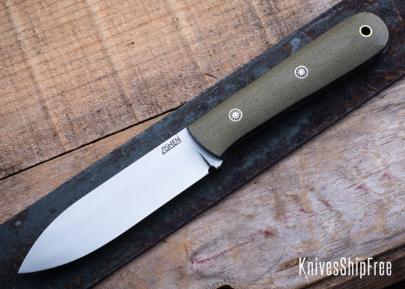 Lishen Knives: Orson 2 - Matte Green Canvas - Mosaic Pins - Thick Black Liners - AEB-L - LK12HK027