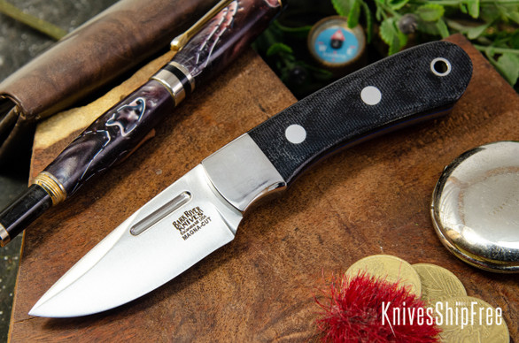 Bark River Knives: Essential - MagnaCut - Black Canvas Micarta - Blue Liners