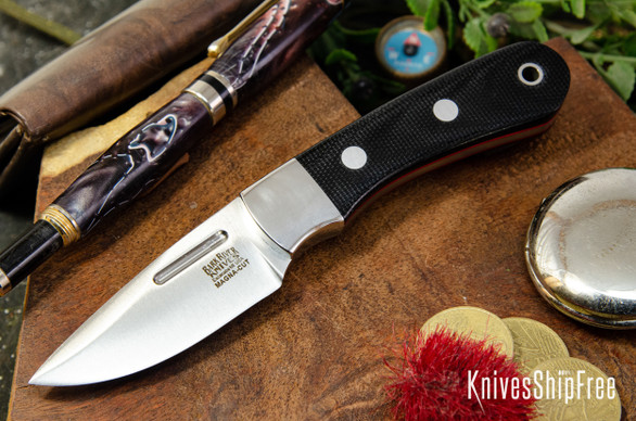 Bark River Knives: Essential - MagnaCut - Black Canvas Micarta - Red Liners