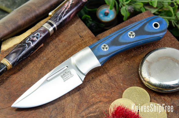 Bark River Knives: Essential - MagnaCut - Blue & Black Suretouch - Matte - Mosaic Pins