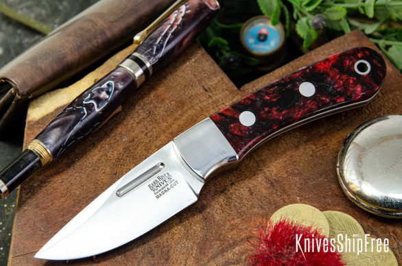 Bark River Knives: Essential - MagnaCut - Devils Cut Voodoo Resin - White Liners