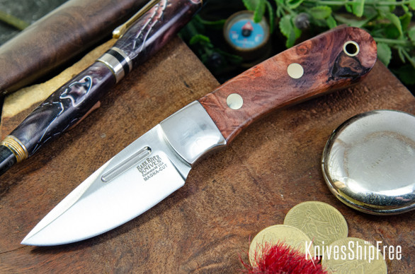 Bark River Knives: Essential - MagnaCut - Hellfire Maple Burl - Brass Pins