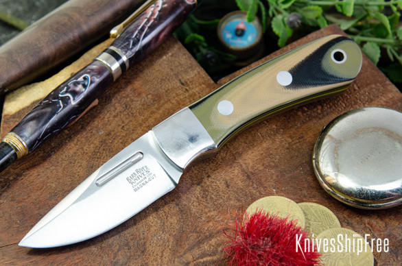 Bark River Knives: Essential - MagnaCut - Mil Spec Camo G-10 - Toxic Green Liners