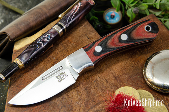Bark River Knives: Essential - MagnaCut - Red & Black Linen Micarta
