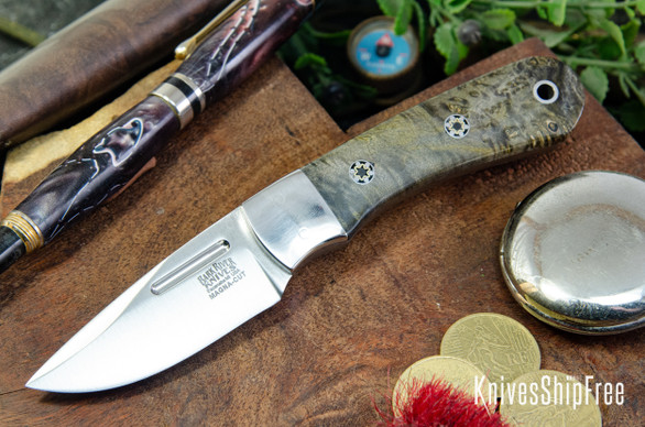 Bark River Knives: Essential - MagnaCut - Sage Maple Burl - Mosaic Pins