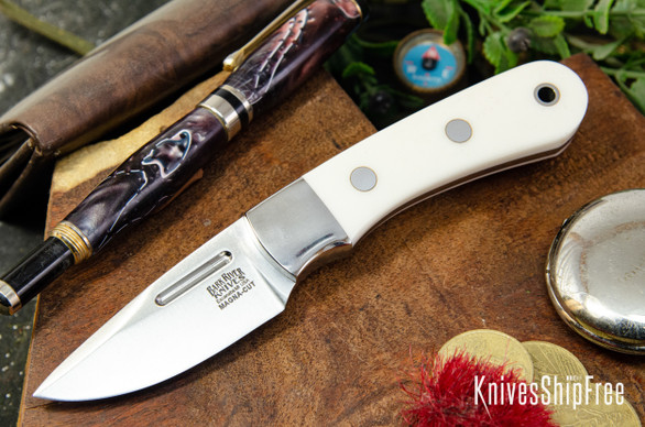 Bark River Knives: Essential - MagnaCut - White Linen Micarta