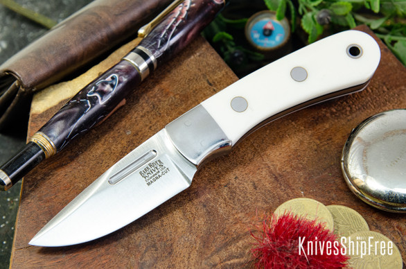 Bark River Knives: Essential - MagnaCut - White Linen Micarta - Black Liners