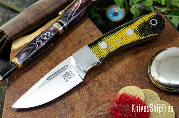 Bark River Knives: Essential - MagnaCut - Yellowjacket Burlap Micarta