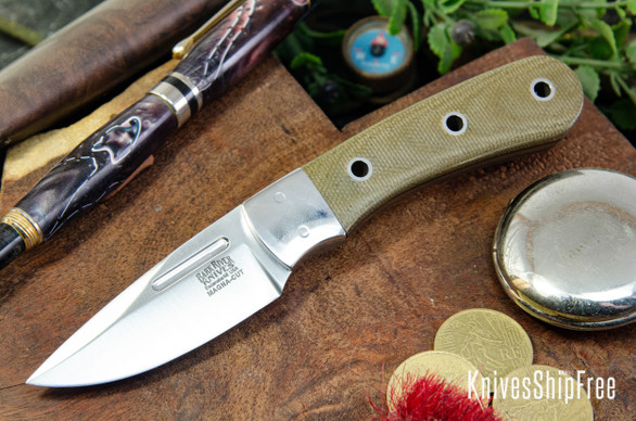 Bark River Knives: Essential - MagnaCut - Green Canvas - Black Liner - Hollow Pins