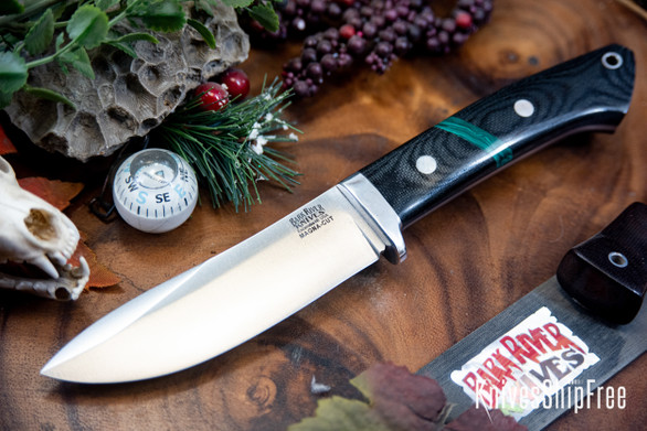 Bark River Knives: Classic Semi Skinner - MagnaCut - Black Canvas Micarta - Jade Malachite Spacer