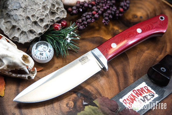Bark River Knives: Classic Semi Skinner - MagnaCut - Red Linen Micarta - White Liners