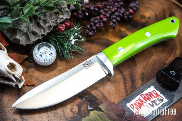 Bark River Knives: Classic Semi Skinner - MagnaCut - Toxic Green G-10 - Yellow Liners