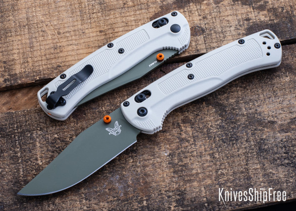 Benchmade Knives: 15536GN-01 Taggedout - AXIS Lock - Tan Grivory - Elmax - Forest Green Cerakote