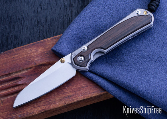 Chris Reeve Knives: Small Sebenza 31 - Insingo - Glass Blasted Titanium - Macassar Ebony Inlays - CR22IK030