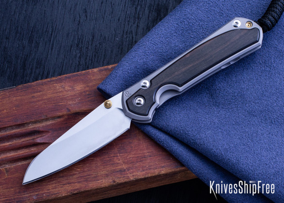 Chris Reeve Knives: Small Sebenza 31 - Insingo - Glass Blasted Titanium - Macassar Ebony Inlays - CR22IK036