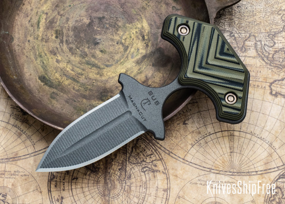 RMJ Tactical: BUB - Back Up Blade - Dirty Olive G-10 - MagnaCut - Tungsten Cerakote