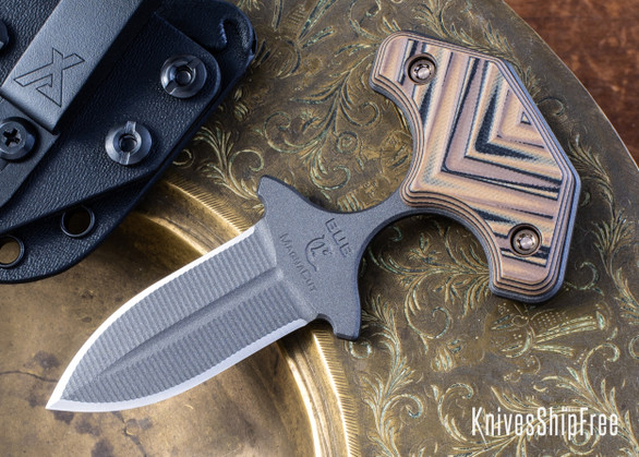 RMJ Tactical: BUB - Back Up Blade - Hyena Brown G-10 - MagnaCut - Tungsten Cerakote