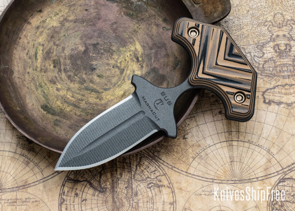 RMJ Tactical: BUB - Back Up Blade - Hyena Brown G-10 - MagnaCut - Tungsten Cerakote
