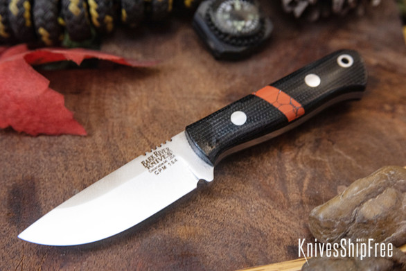 Bark River Knives: Micro Bravo CPM-154 - Black Canvas Micarta - Dino Bone Spacer