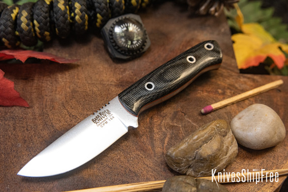 Bark River Knives: Micro Bravo CPM-154 - Black Canvas Micarta - Orange Liners - Hollow Pins